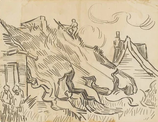 Cottages with Thatched Roofs and Figures